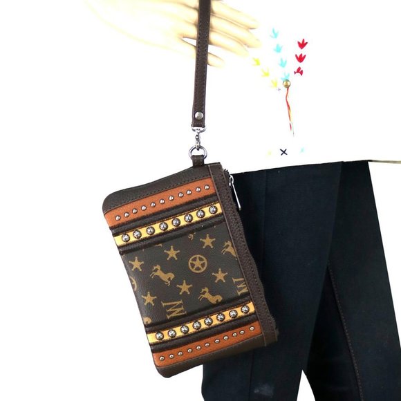 NWT Montana West Signature Monogram Clutch/Wristle - Picture 5 of 6
